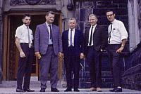 1968 East Block entrance    L-R Hugh Elliott, Stan Dabrowski,John Clark, Stan Fockner, Jim Rogers